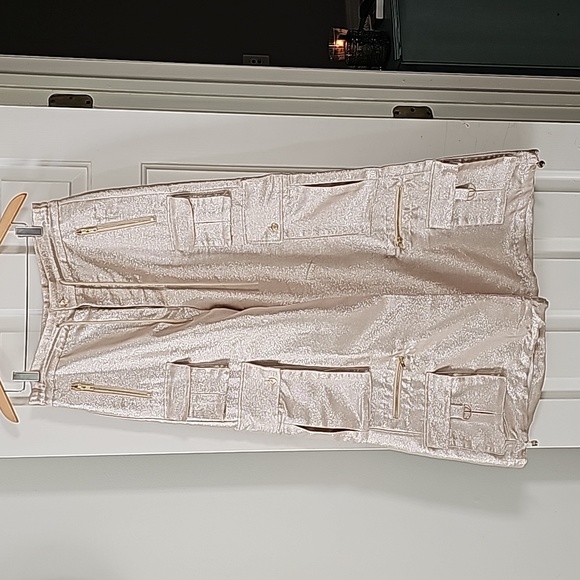 Cynthia Rowley Women's Metallic Cargo Pants in Rose Gold - Picture 3 of 7